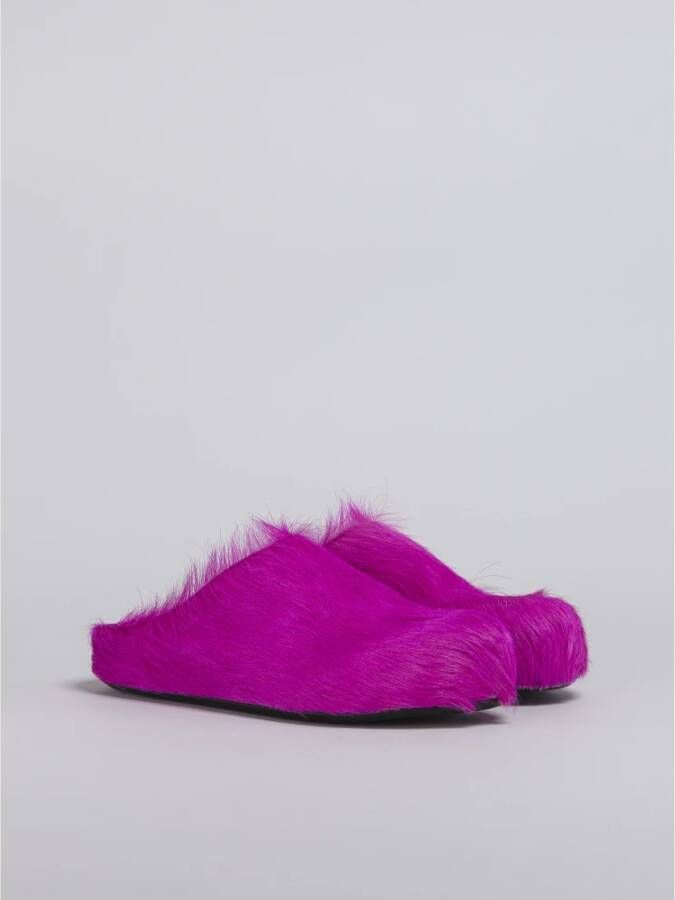 Marni Fussbett Sabot slippers met kalfshaar Roze - Foto 7