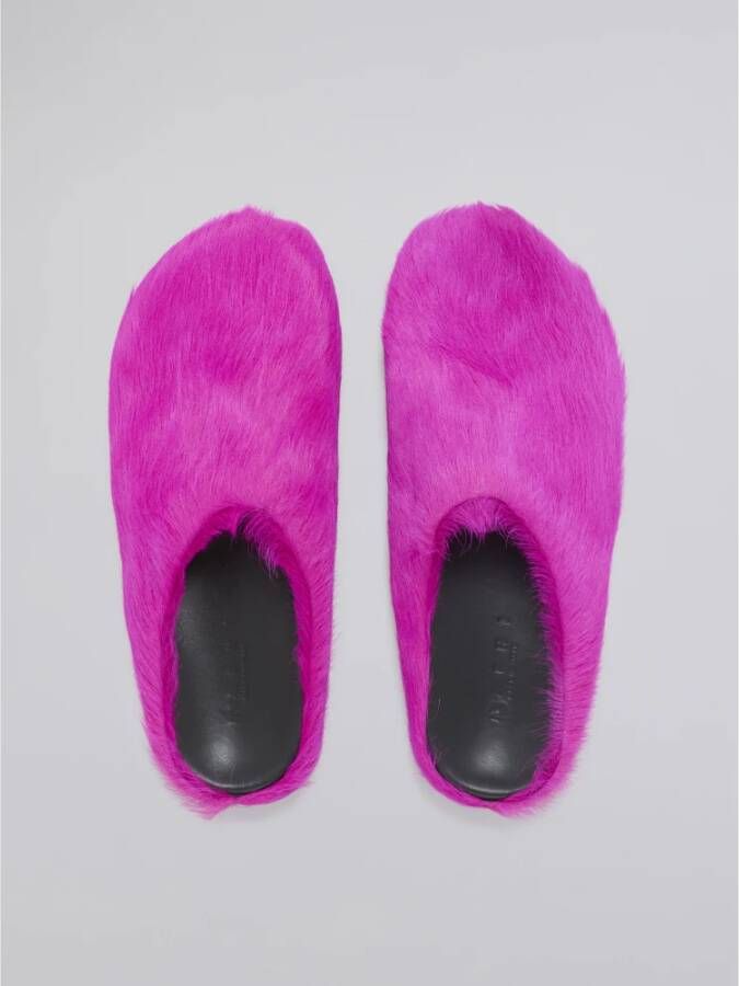 Marni Fussbett Sabot slippers met kalfshaar Roze - Foto 8