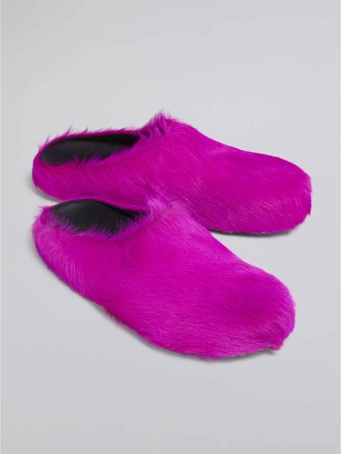 Marni Fussbett Sabot slippers met kalfshaar Roze - Foto 9
