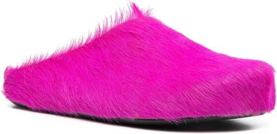 Marni Fussbett Sabot slippers met kalfshaar Roze - Foto 10