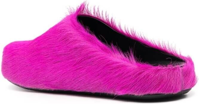 Marni Fussbett Sabot slippers met kalfshaar Roze - Foto 11