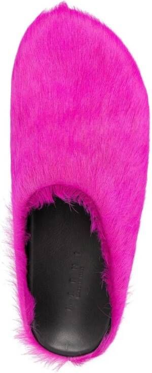 Marni Fussbett Sabot slippers met kalfshaar Roze - Foto 12