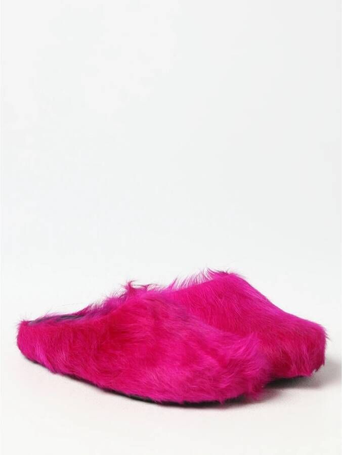 Marni Fussbett Sabot slippers met kalfshaar Roze - Foto 3