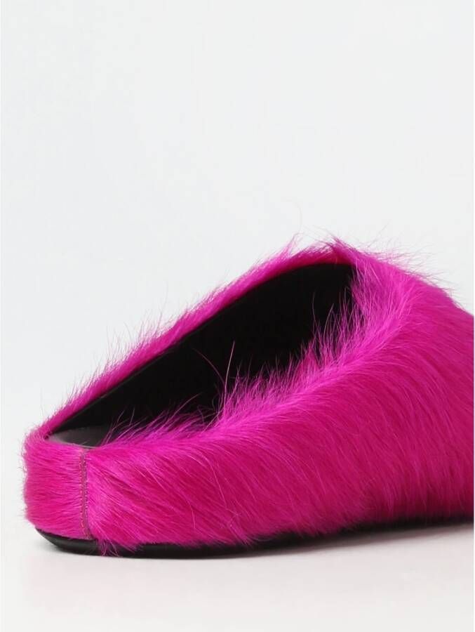 Marni Fussbett Sabot slippers met kalfshaar Roze - Foto 4