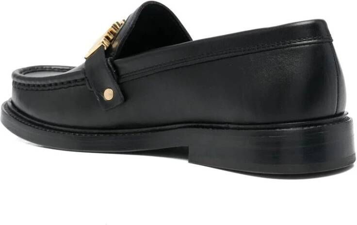 Moschino Zwarte Leren Loafers Black Dames
