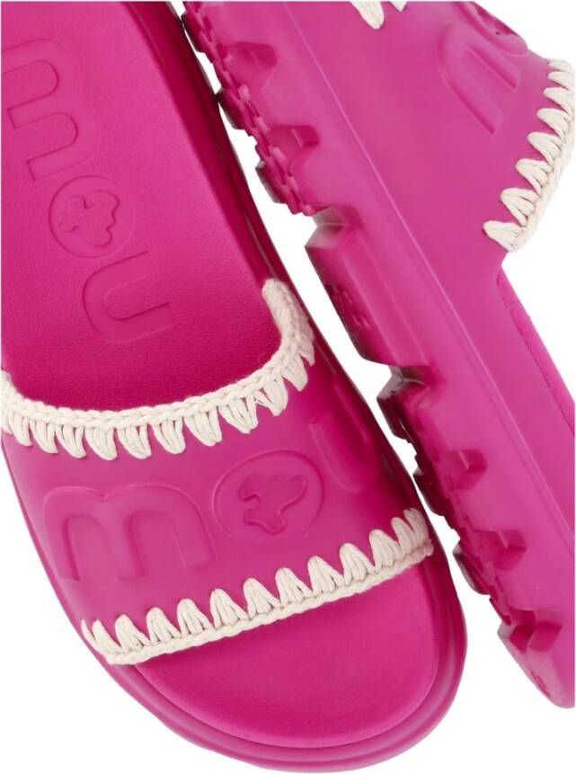 Mou Fuchsia Sandalen met Reliëf Logo Pink Dames