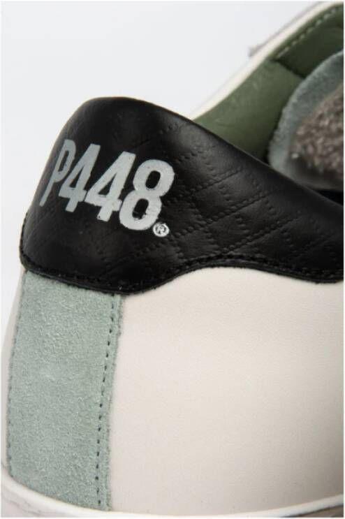P448 John Sneakers met wit leer en lichtgroen suède Wit Heren