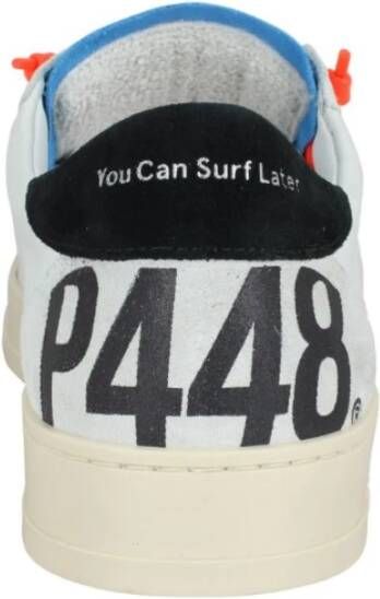 P448 Witte leren sneakers met neonaccenten Multicolor Heren
