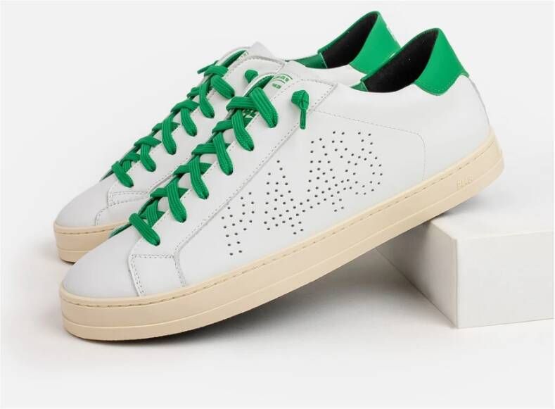 P448 Witte Sneakers met Groene Details Wit Heren