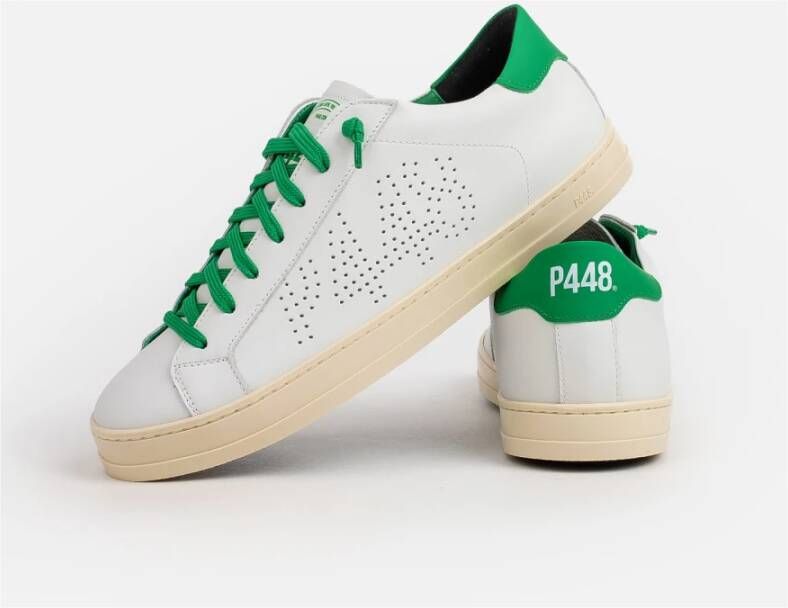 P448 Witte Sneakers met Groene Details Wit Heren