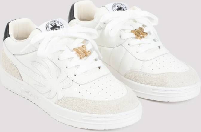 Palm Angels Witte Leren Sneakers Ronde Neus White Heren