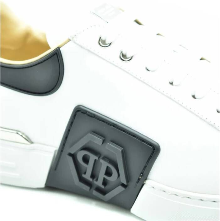 Philipp Plein Witte Leren Sneakers voor Mannen White Heren