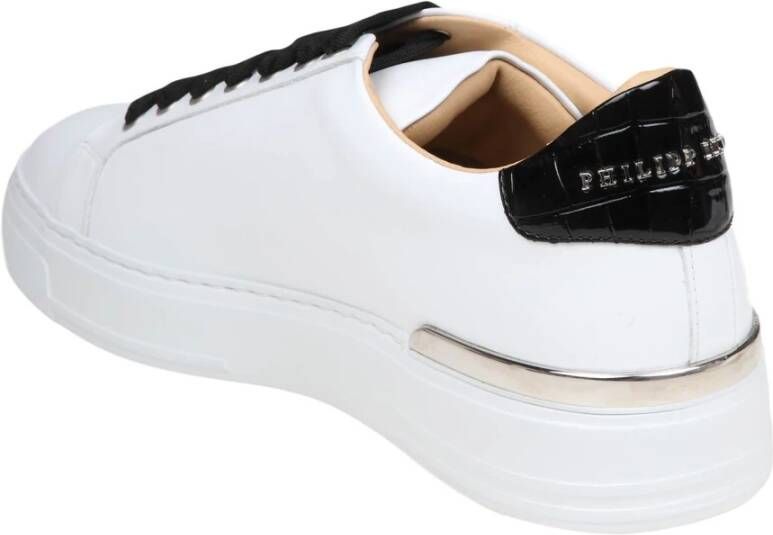Philipp Plein Witte zwarte leren sneakers White Heren