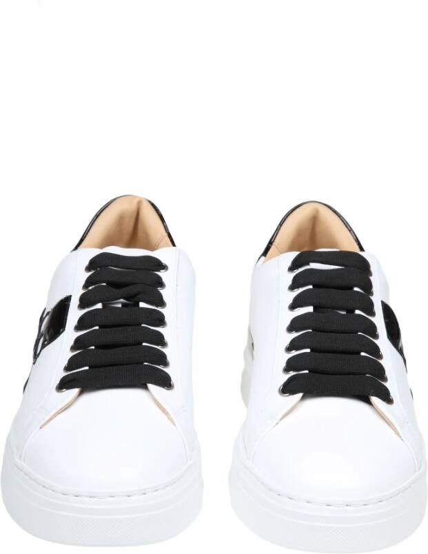 Philipp Plein Witte zwarte leren sneakers White Heren