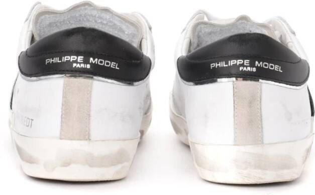 Philippe Model Witleren sneakers met zwarte spoiler Wit Heren