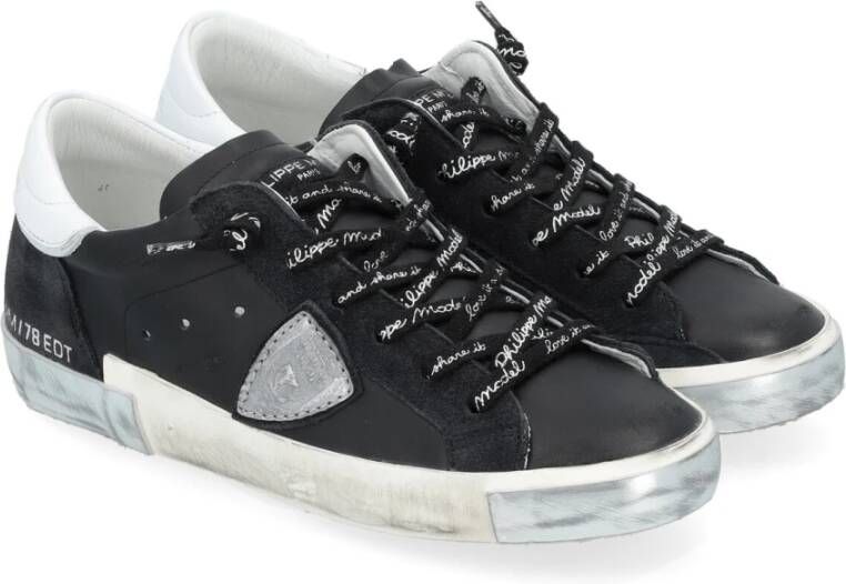 Philippe Model Paris X Sneakers in zwart leer met zilveren detail Zwart Dames