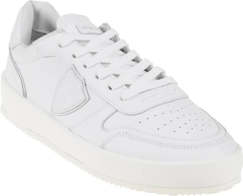 Philippe Model Witte Leren Sneakers voor Mannen White Heren