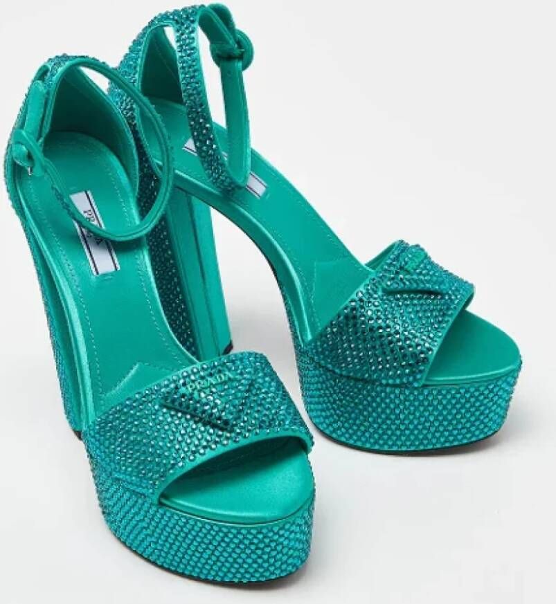 Prada Vintage Pre-owned Satin sandals Green Dames