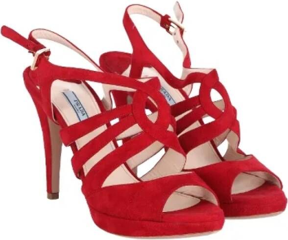 Prada Vintage Pre-owned Suede sandals Red Dames