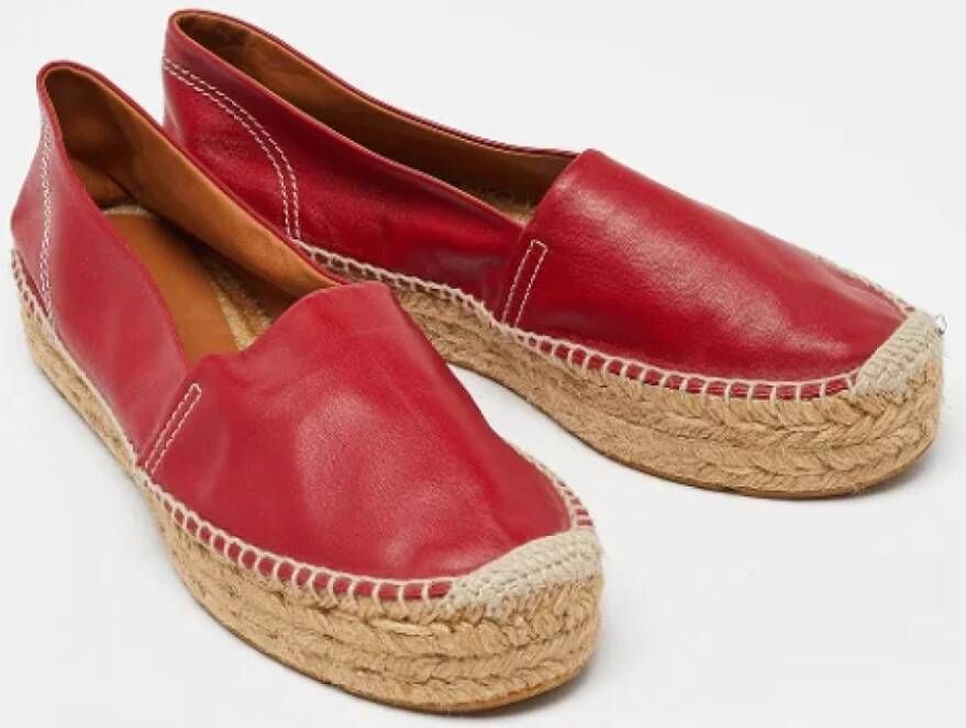 Ralph Lauren Pre-owned Leather flats Red Dames