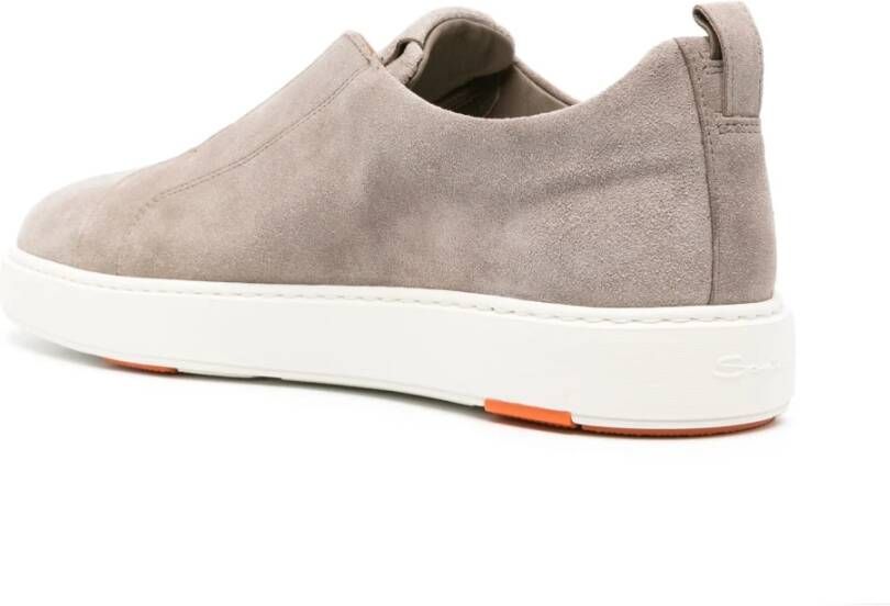 Santoni Grijze Suède Slip-On Sneakers Gray Heren