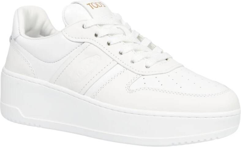 TOD'S Witte Leren Sneakers met Rubberen Zool White Dames