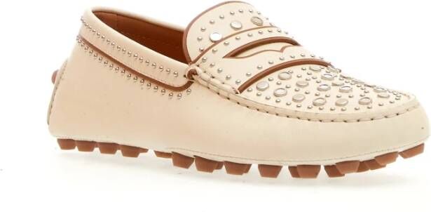 TOD'S Witte Loafer Schoenen met Spiegel Studs White Dames