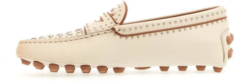 TOD'S Witte Loafer Schoenen met Spiegel Studs White Dames
