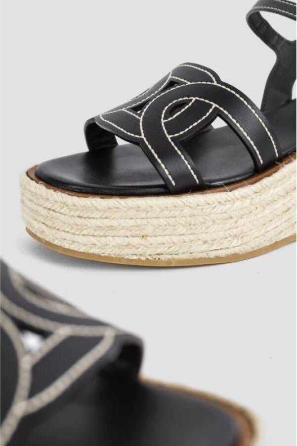 TOD'S Zwarte leren sleehak sandalen Kate stijl Black Dames