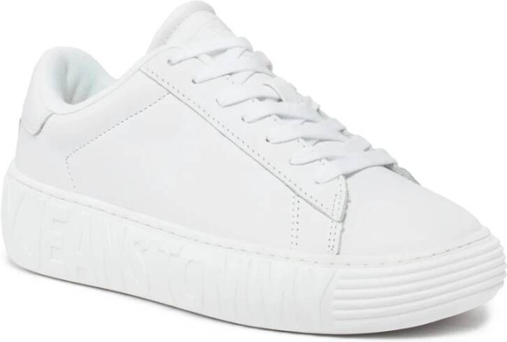 Tommy Hilfiger Witte Leren Sneakers voor Vrouwen White Dames