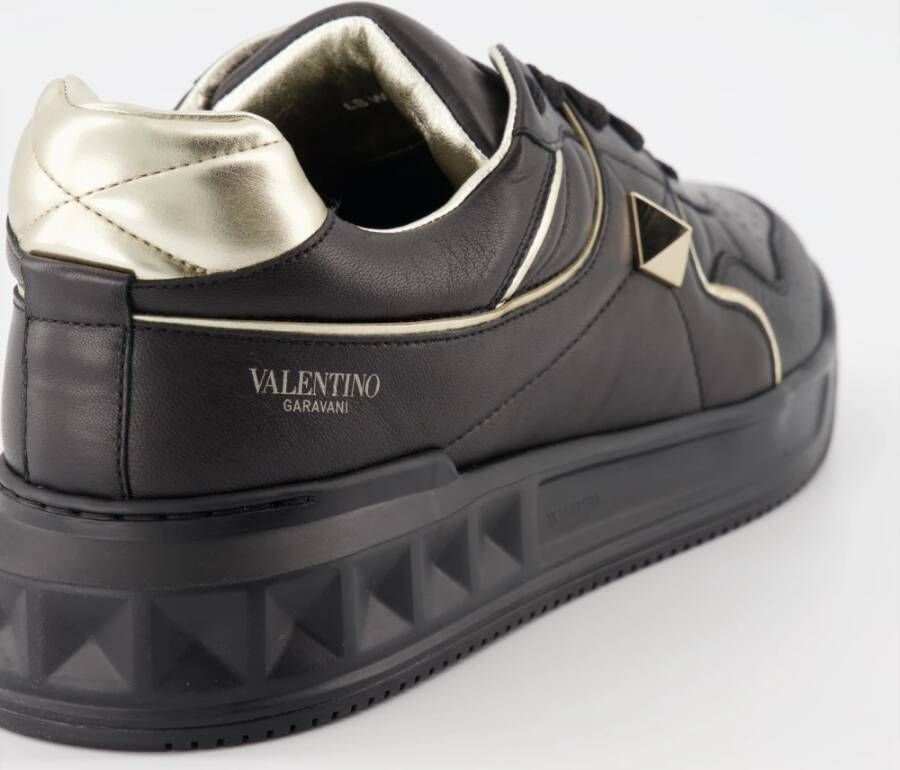 Valentino Garavani Studded Leren Manden Zwart Goud Black Heren