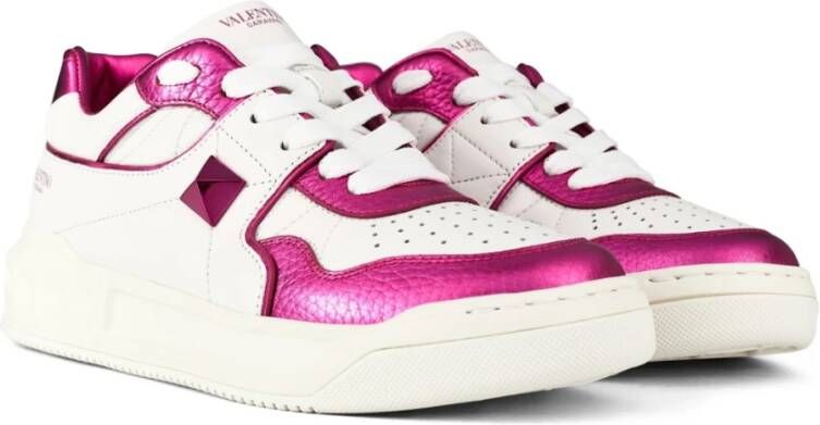 Valentino Rockstud Low-Top Sneakers in Wit Roze Multicolor Dames