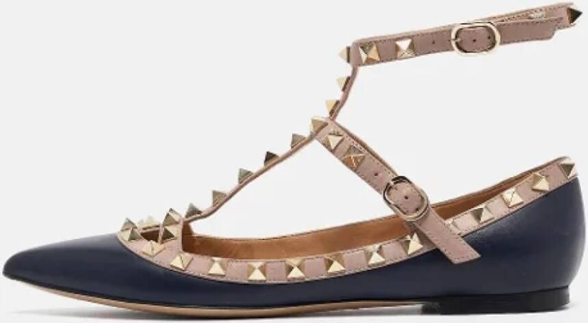 Valentino Vintage Pre-owned Leather flats Blue Dames