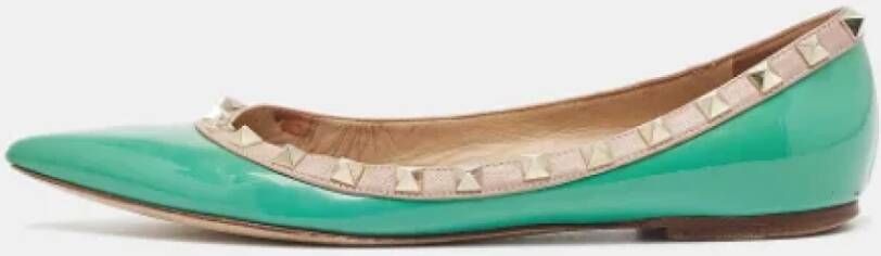Valentino Vintage Pre-owned Leather flats Green Dames