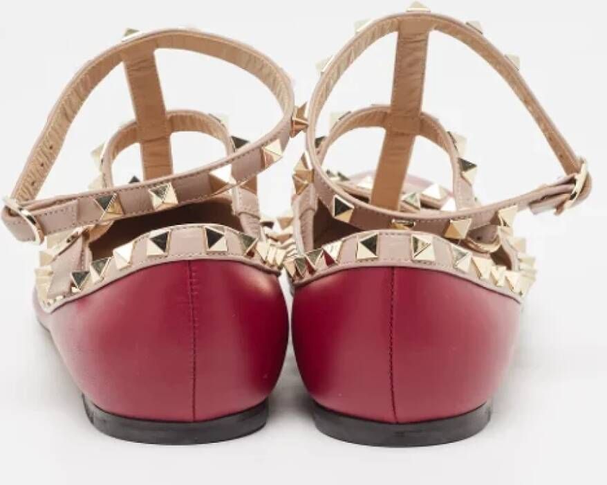 Valentino Vintage Pre-owned Leather flats Red Dames