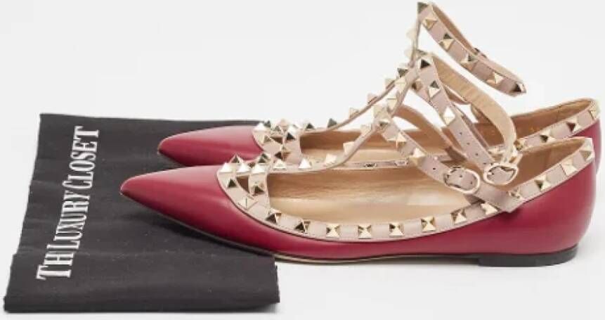 Valentino Vintage Pre-owned Leather flats Red Dames