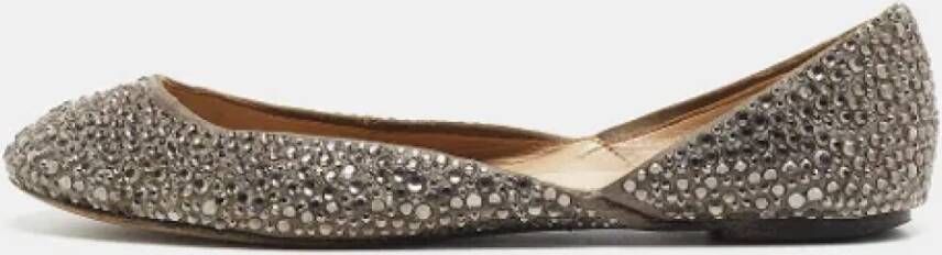 Valentino Vintage Pre-owned Satin flats Gray Dames