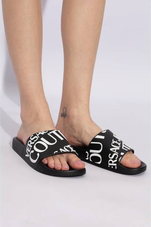 Versace Jeans Couture Slippers met logo Black Dames
