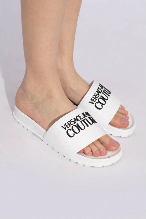 Versace Jeans Couture Slippers met logo White Dames