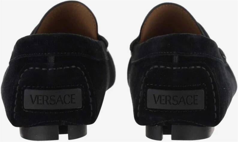 Versace Zwarte Suède Loafers met Biggie Medusa Black Heren