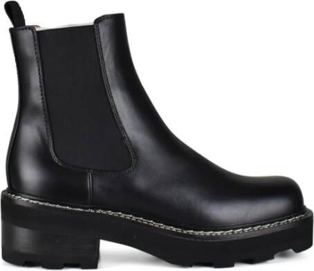 Gabriela Hearst Zwarte Leren Chelsea Boots met Wit Stiksel Black Dames