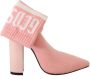 Gcds Pink Suede Logo Socks Block Heel Ankle Boots Shoes Roze Dames - Thumbnail 3