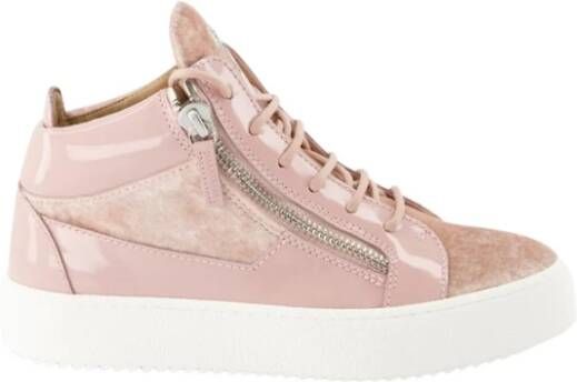 Giuseppe zanotti Hoge-top Suède Sneakers met Metalen Logo Pink Dames