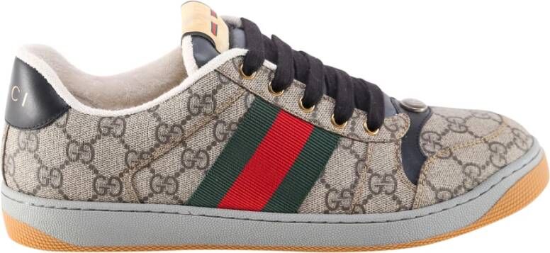 Gucci Beige Sneakers met Web Band Multicolor Heren