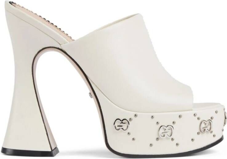 Gucci Witte Platform Sandalen met Double G Logo White Dames