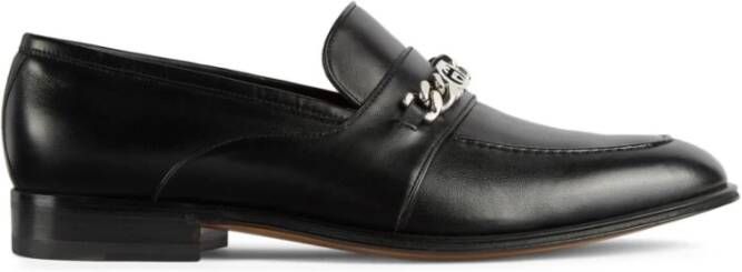 Gucci Zwarte Leren Loafers met Ketting-Detail Black Heren