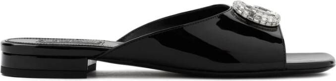 Gucci Zwarte Patent Leren Slide Sandalen Black Dames