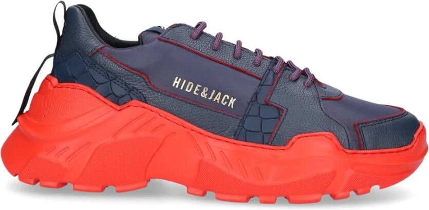 Hide&Jack Blauw Leren Logo Sneaker Speedbump Multicolor Dames