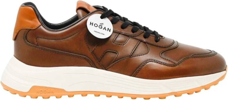 Hogan Bruine Leren Sneakers Brown Heren