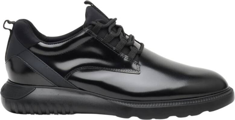 Hogan Geborsteld Leren Sneakers in Zwart Black Heren